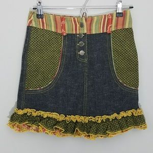 Tricot  Chic |  denim skirt with ruffles